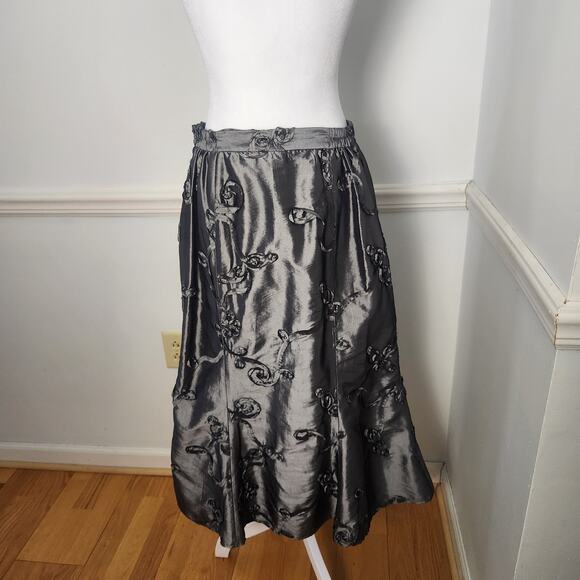 Vtg Midi Skirt Size 10 Womens Silver Textured Fairy Grunge Steampunk WhimsiGoth - Picture 6 of 13